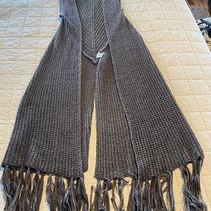 Dark Taupe Fringed Vest